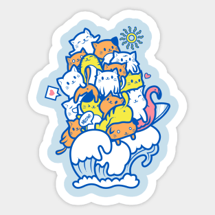 Summer Surfer Cats Sticker